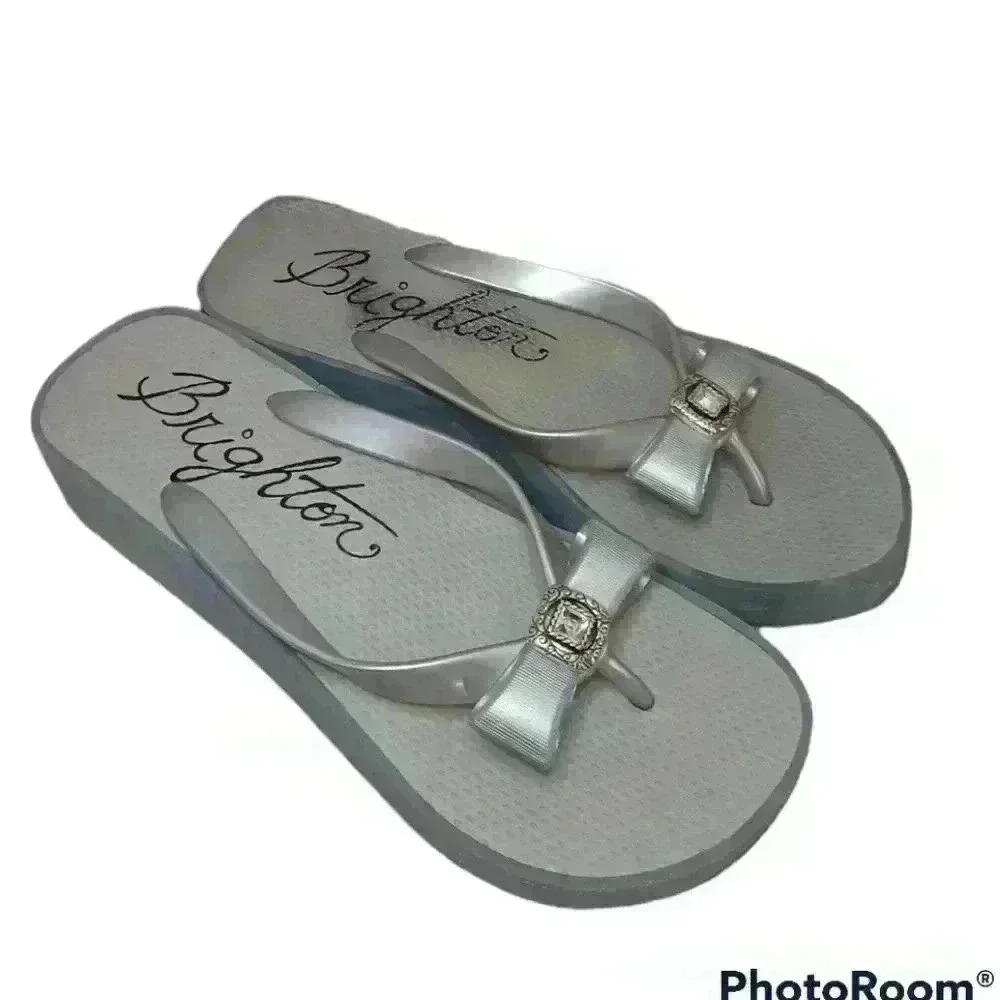 Brighton Bowie Womens Silver Wedge Sandal 9